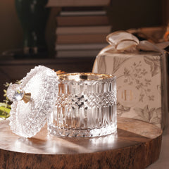 Silver Diamond Textured Glass Jar - Large