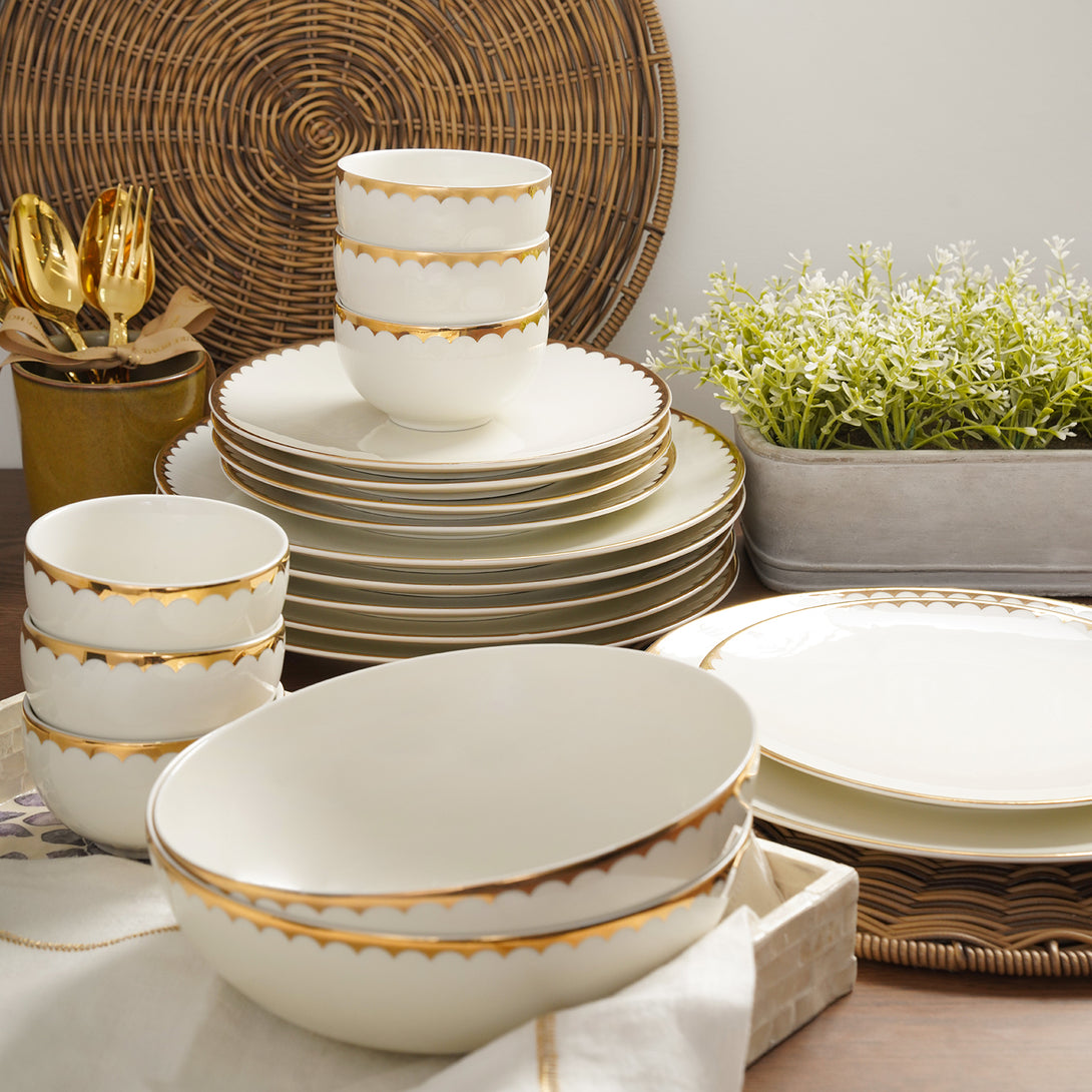 Gold Dinner Plates Ceramic Multicolor Porcelain Round 24K Gold