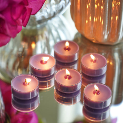 Set of 24 Purple Soft Cashmere T-Light Candles