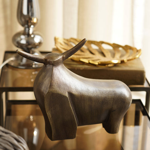 Brown Antique Bull Figurine