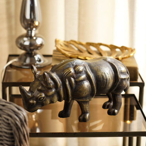 Brown Antique Rhinoceros Figurine