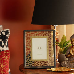 Black Lazer Cut Faux Leather Photo Frame