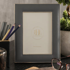 Grey Faux Leather Photo Frame