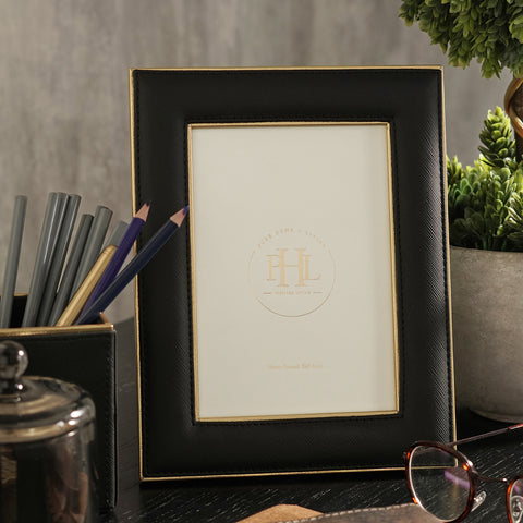Black Faux Leather Photo Frame