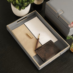 Grey Faux Leather Tray