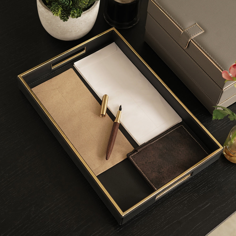 Black Faux Leather Tray
