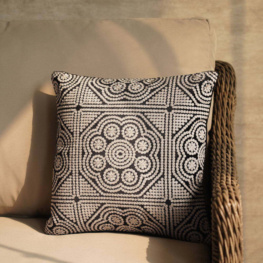 Black Embroidered Cushion Cover