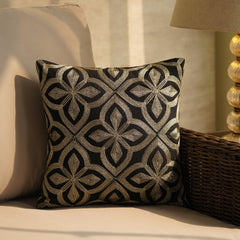 Black and Gold Embroidered Cushion Cover