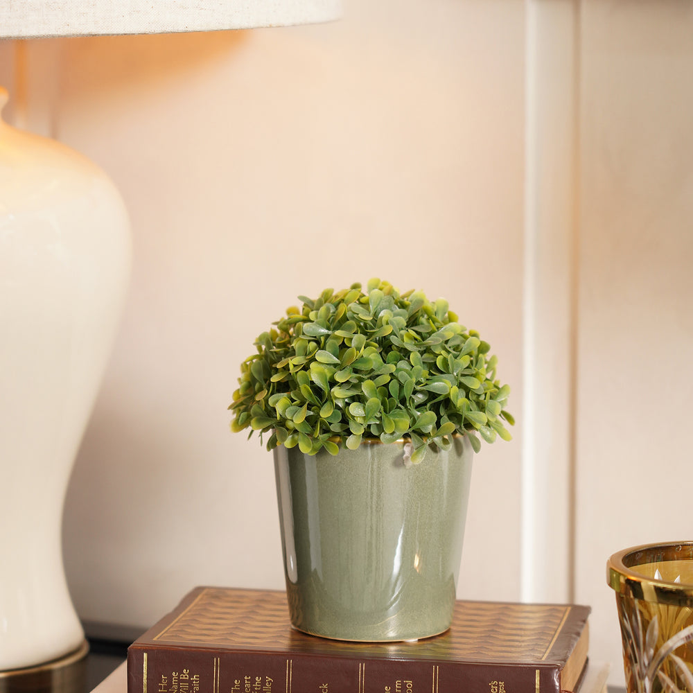 Set of 2 Green Ceramic Pots - Small