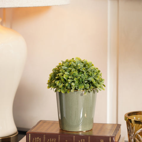 Set of 2 Green Ceramic Pots - Small
