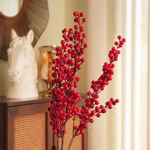 Red Artificial Berry Stem - Single