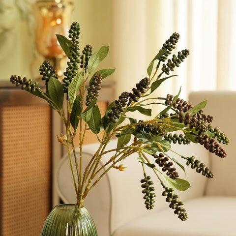 Dark Green Artificial Berry Stem - Single