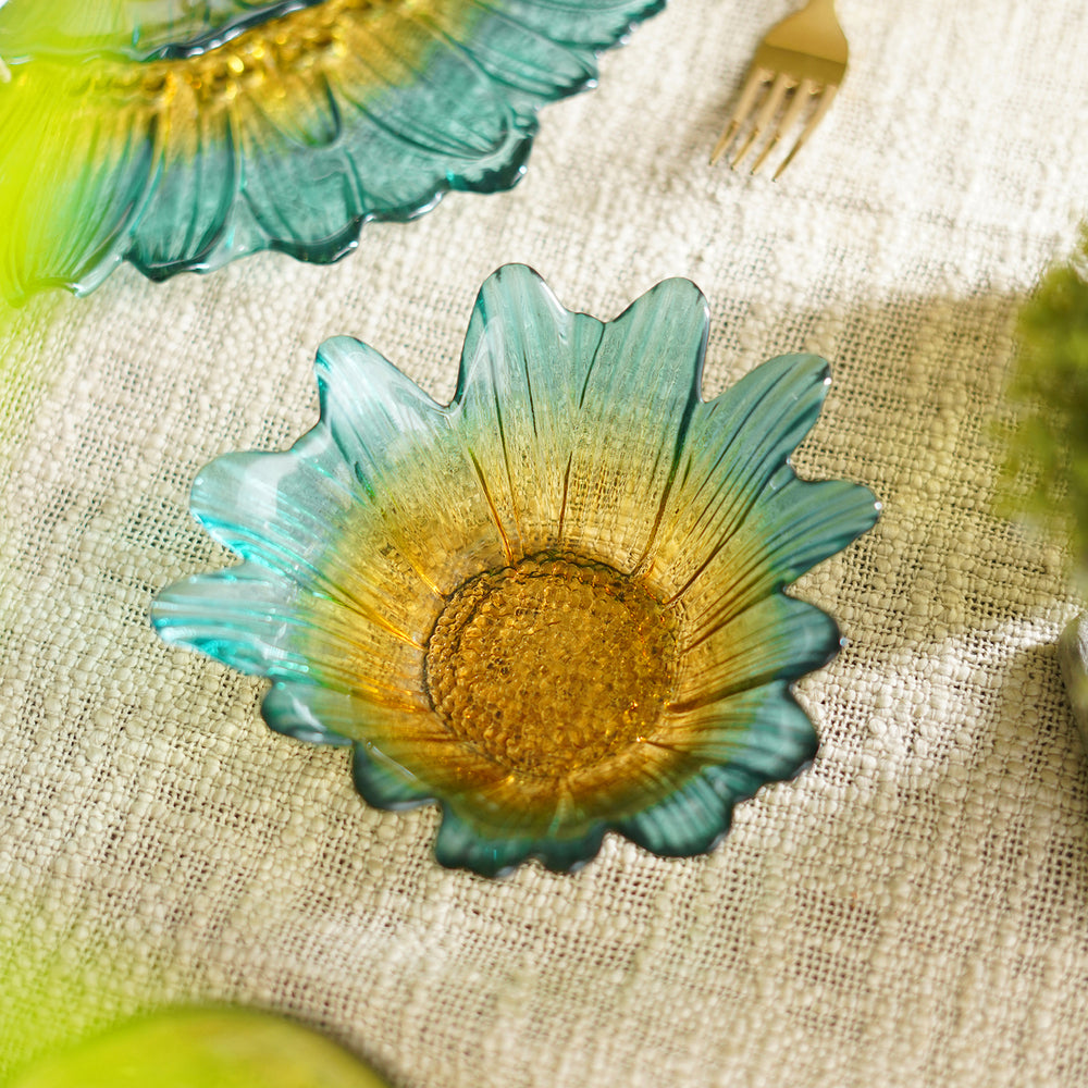 Set Of 2 Blue Ombre Gerbera Shaped Side Bowls - Small
