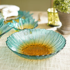 Set Of 2 Blue Ombre Gerbera Shaped Serving Bowls - Medium
