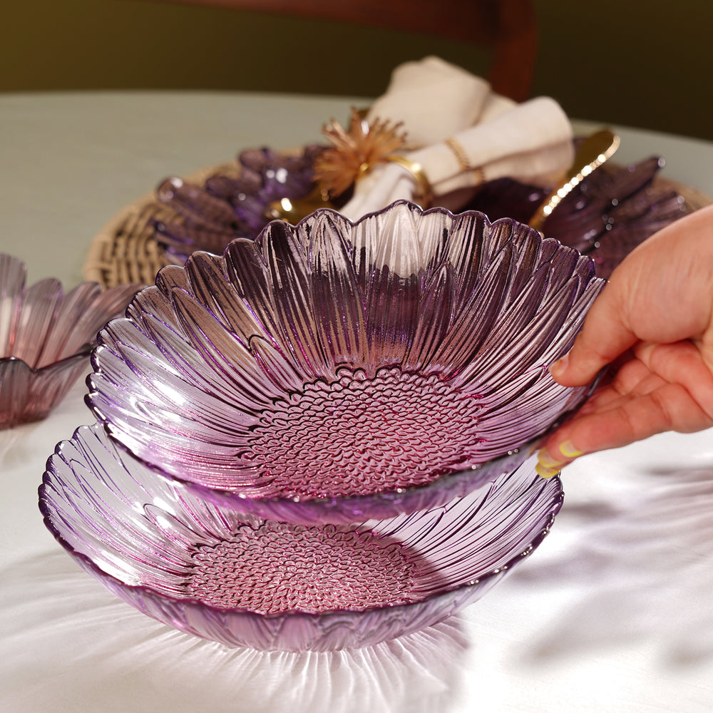 Set of 2 Pink & Purple Ombre Gerbera Shaped Serving Bowl