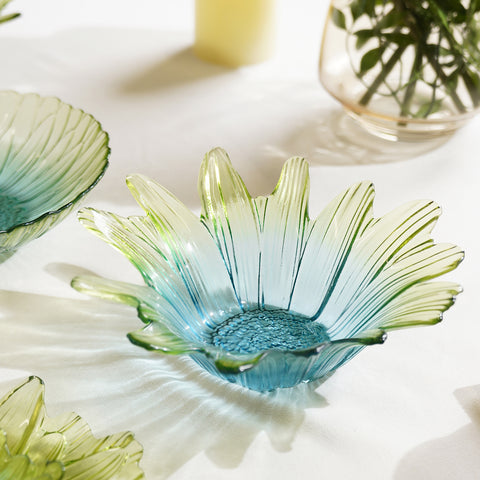 Set Of 2 Green Ombre Gerbera Shaped Serving Bowl - Medium