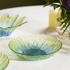 Set Of 2 Green Ombre Gerbera Shaped Serving Bowls - Medium