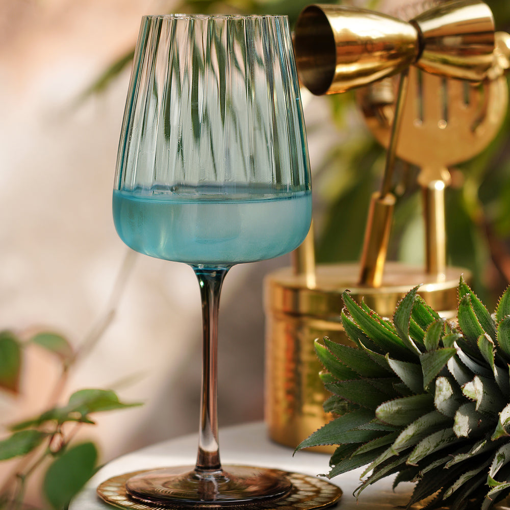 Blue & Grey Ombre Ribbon Textured Wine Glasses