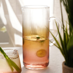 Pink & Yellow Ombre Textured Glass Jug