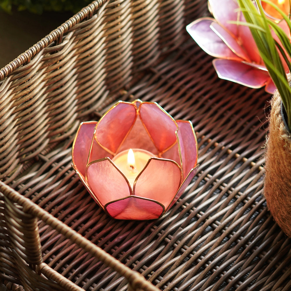 Pink & Purple Ombre 12 Petals Capiz tealight Holder