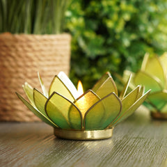 Blue & Green Ombre 21 Petals Capiz tealight Holder