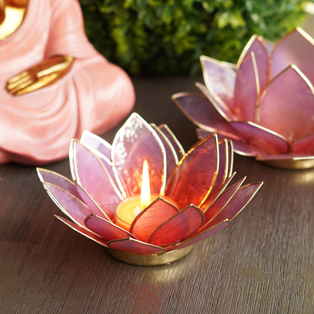 Pink & Purple Ombre 21 Petals Capiz tealight Holder