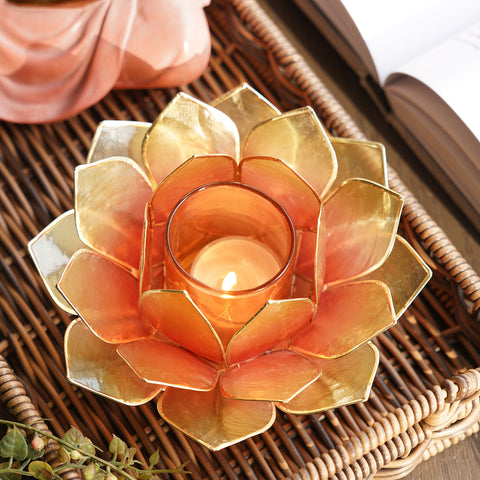 Pink & Orange Ombre 22 Petals Capiz tealight Holder