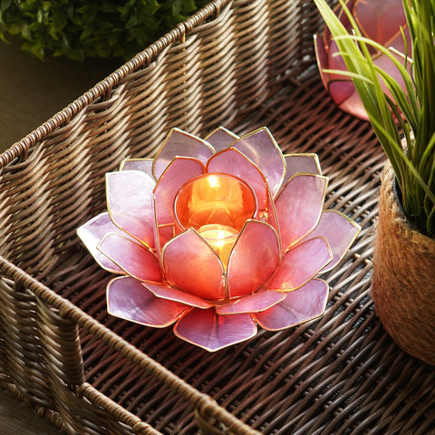 Pink & Purple Ombre 22 Petals Capiz tealight Holder