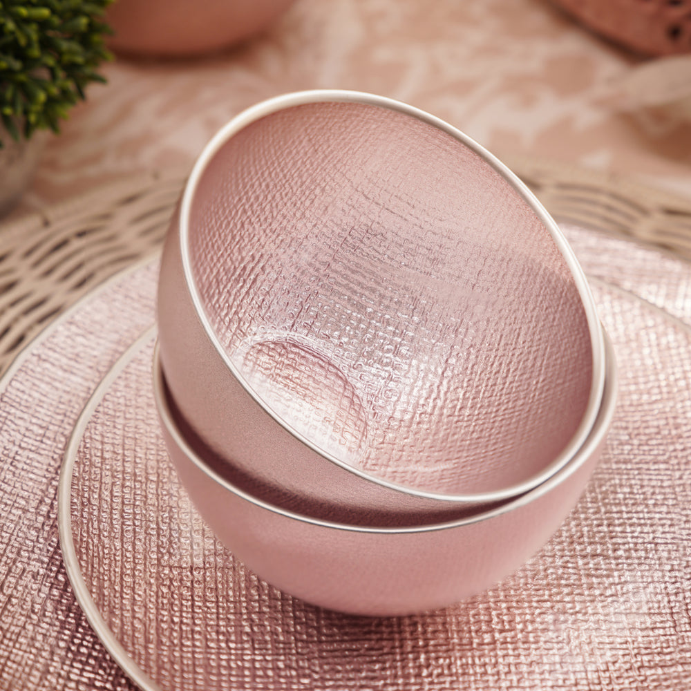 Set of 2 Pink Fabric Textured Small Bowls