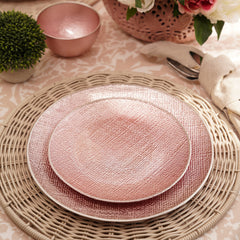 Set of 2 Pink Fabric Textured Dessert Plates