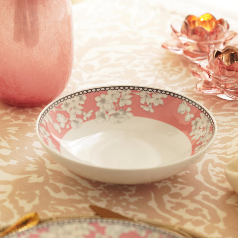 Pink Floral Print Ceramic Serving Bowl