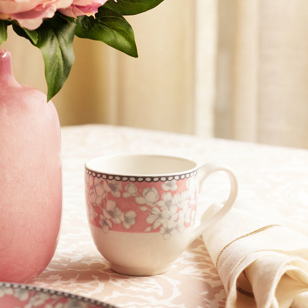 Pink Floral Print Ceramic Coffee Mug