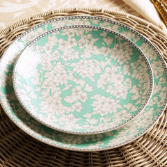 Green Floral Print Ceramic Dessert Plate