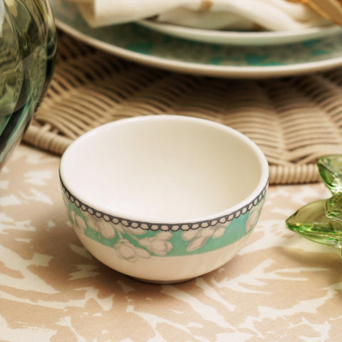 Green Floral Print Ceramic Side Bowl Small