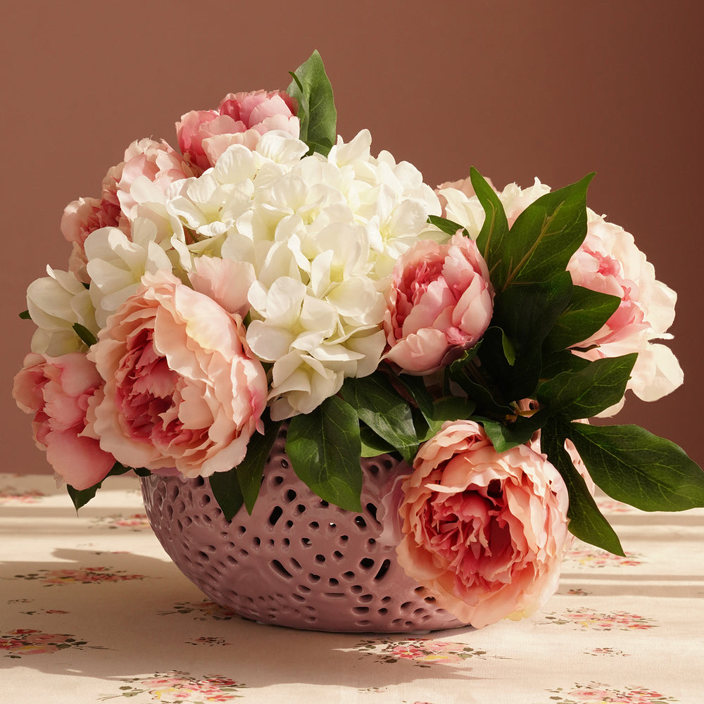 Pink Round Lattice Ceramic Vase - Small