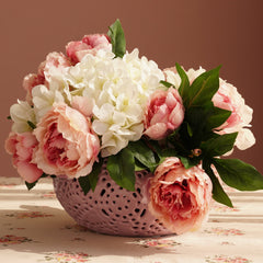 Pink Round Lattice Ceramic Vase - Small