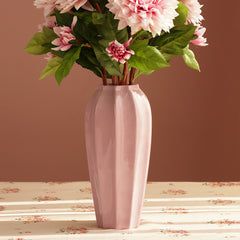 Pink Ribbed Ceramic Vase - Large