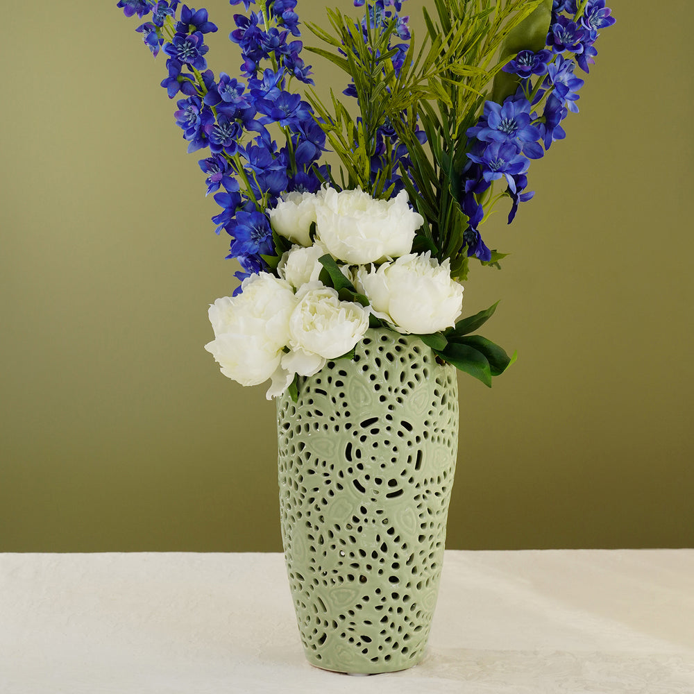 Green Lattice Ceramic Vase - Large