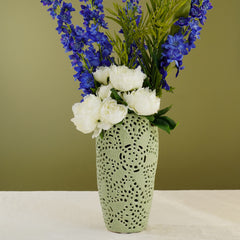 Green Lattice Ceramic Vase - Large