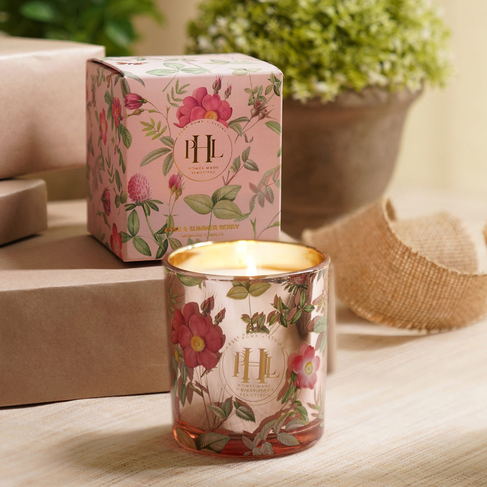 Pink Rose and Summer Berry Wax Filled Candle Jar