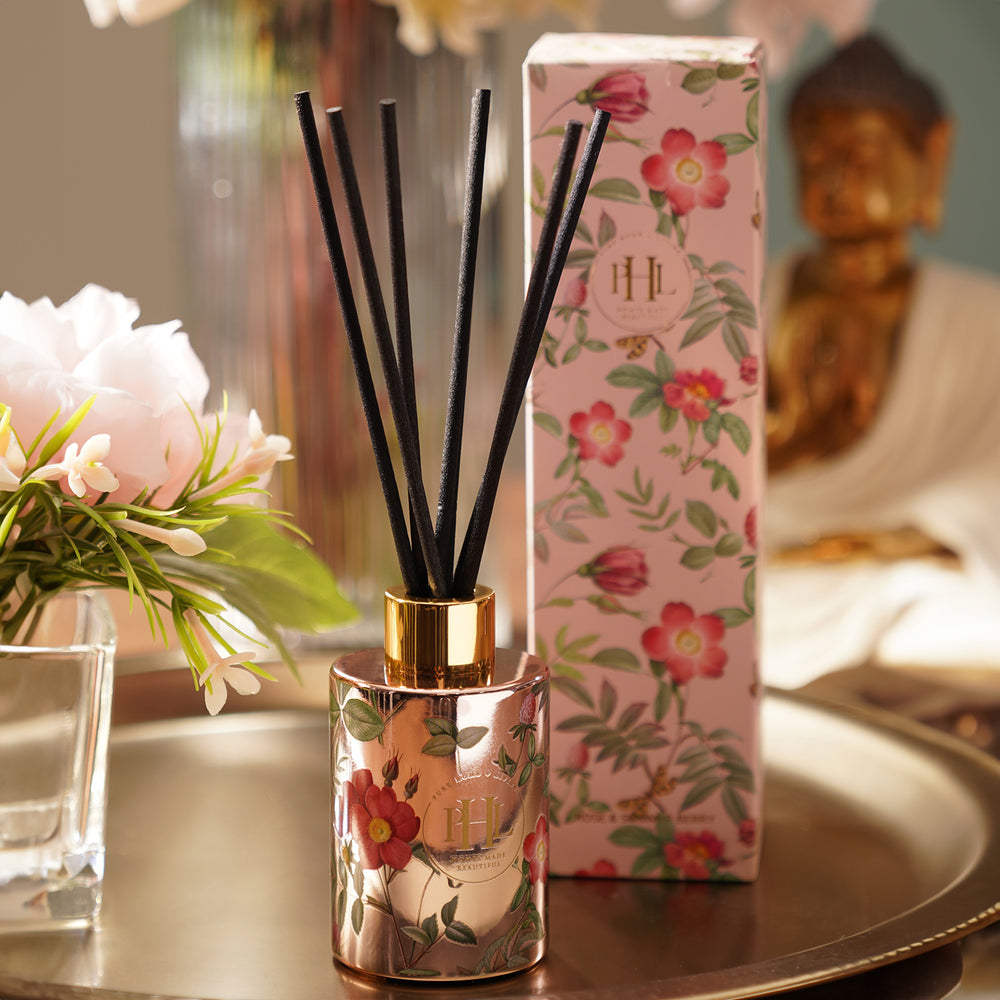 Light Pink Floral Printed Glass Diffuser