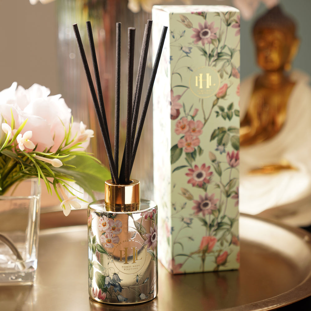 Light Green Floral Printed Glass Diffuser