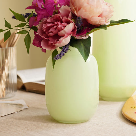 Green Powder Finish Glass Vase - Small