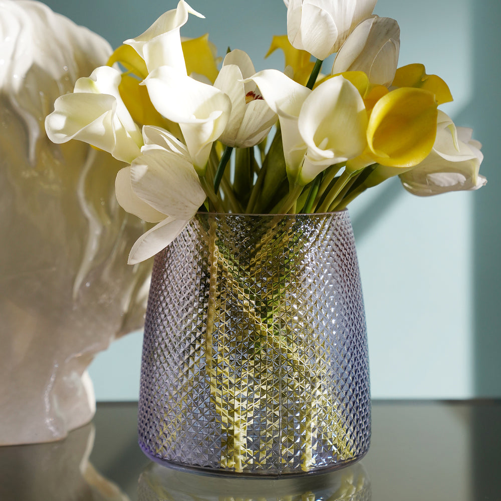 Purple and Pink Ombre Textured Glass Vase - Large