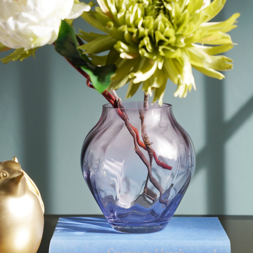 Purple and Pink Ombre Swirl Textured Glass Vase - Small