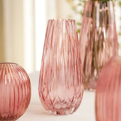Pink Diamond Cut Glass Vase - Small