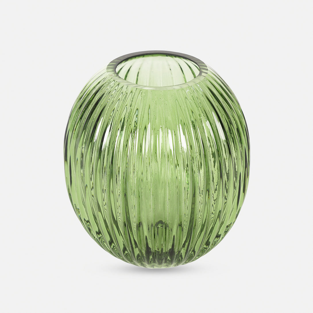 Shop Green Ribbed Round Glass Vase - Small - at Best Price Online in India