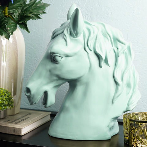 Blue Polyresin Horse Head Figurine