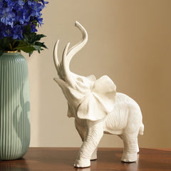 Ivory Glossy Finish Polyresin Elephant - Small