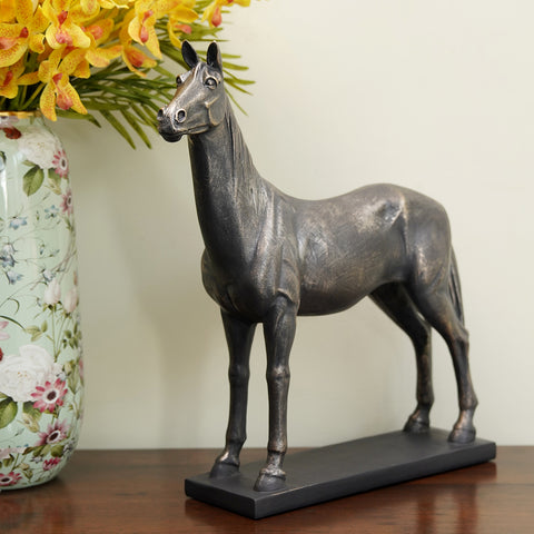 Black Polyresin Standing Horse
